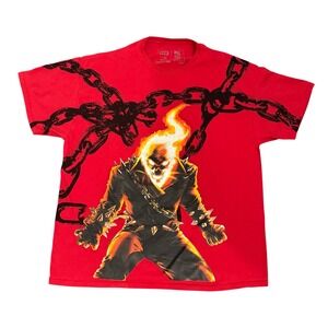 Marvel Ghost Rider Graphic T-Shirt Mens XXL Red Chain Print Short Sleeve Cotton